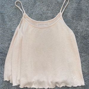 Light Pink Tanktop with Lettuce Detailing — American Eagle Outfitters — size L